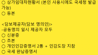 사업자담보대출의 경우 , 그 물건이 공동명의인 경우 제출해야할 서류를 알아봅니다.