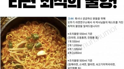 오뚜기에서 알려주는 최적의 라면 물량