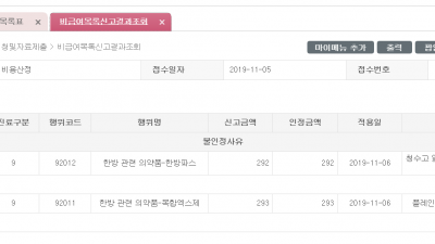 비급여치료재료 구입목록표 / 비급여목롤신고결과조회
