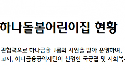 주말에 아이 돌봐주는 공공사업; 하나돌봅어린이집 현황