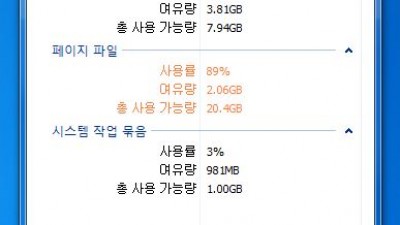 페이징 파일 설정, 가상 메모리 설정, pagefile.sys