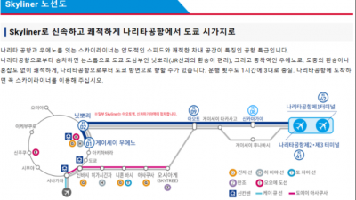 스카이라이너 타고 나리타에서 아사쿠사로 이동하기를 알아봅니다.