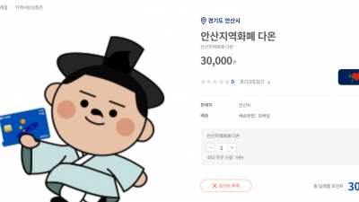 고향사랑e음 안산지역화페다온 답례품몰 3만점 포인트 경기지역화폐 사용방법을 알아봅니다.