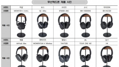 무선 ANC 헤드폰 성능 비교 평가 - 한국 소비자원    마샬 보스 브리츠 소니 아이리버 애플 젠하이저 필립스 JBL QCY